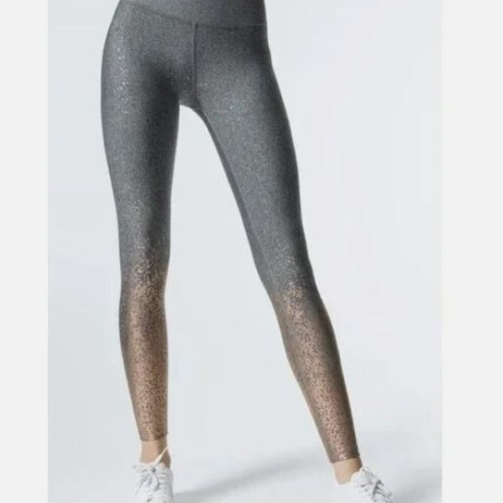 BEYOND YOGA Alloy Ombre Speckled Midi Leggings  Size M Grey Copper  High Rise